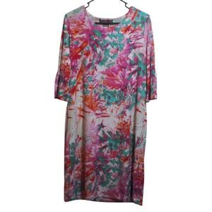 Alexandra + Oak Bright Floral Multicolor Sheath Dress Vacation Office Size L